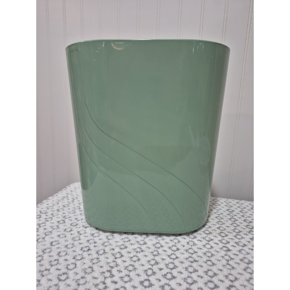 Rubbermaid 7612 Wastebasket Vintage Sage Green Oval Trash Can Retro MCM Style